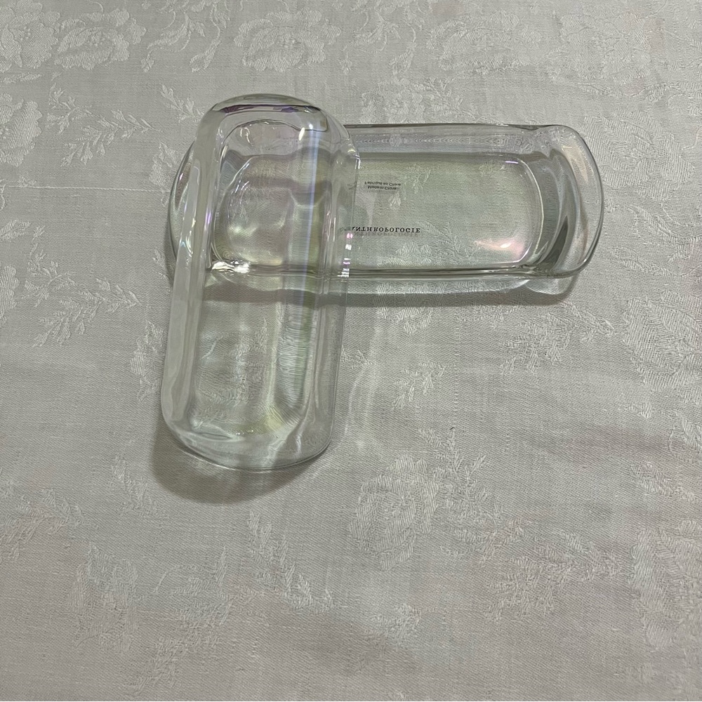 Anthropologie NIB “Sold Out” Clear Luster Glass Butter Dish - Picture 5 of 8